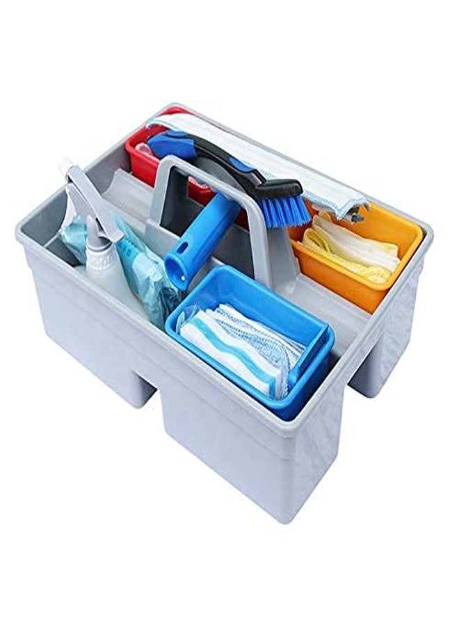 KR STORE™ 3-Compartment Industrial Caddy Basket - Heavy-Duty Grey Cleaning Organizer with Handle for Tools, Bathroom, Floors & Windows - Durable Utility Basket-Grey - Image 2